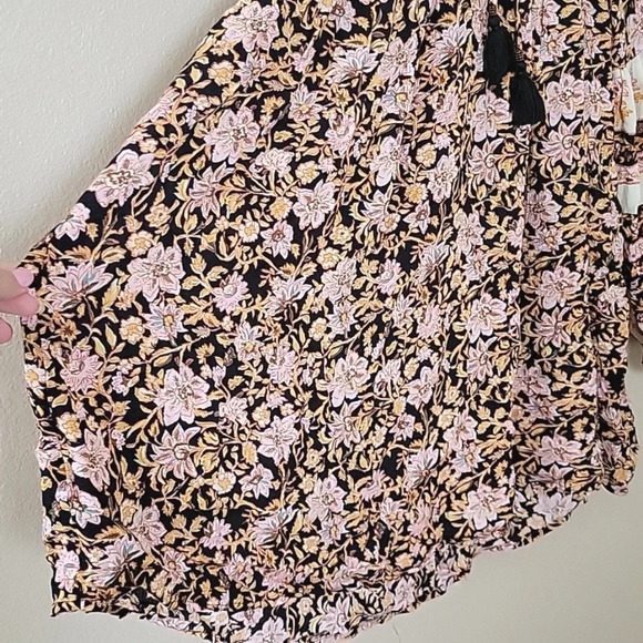 Billabong Gypset Oversized Floral Peasant Mini Dress Beach Boho Coastal - Size S - Picture 4 of 9